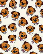 Happy Brown Dog Faces Repeating Pattern Rug
