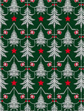 Festive White Pine Trees Red Star Accents Rug