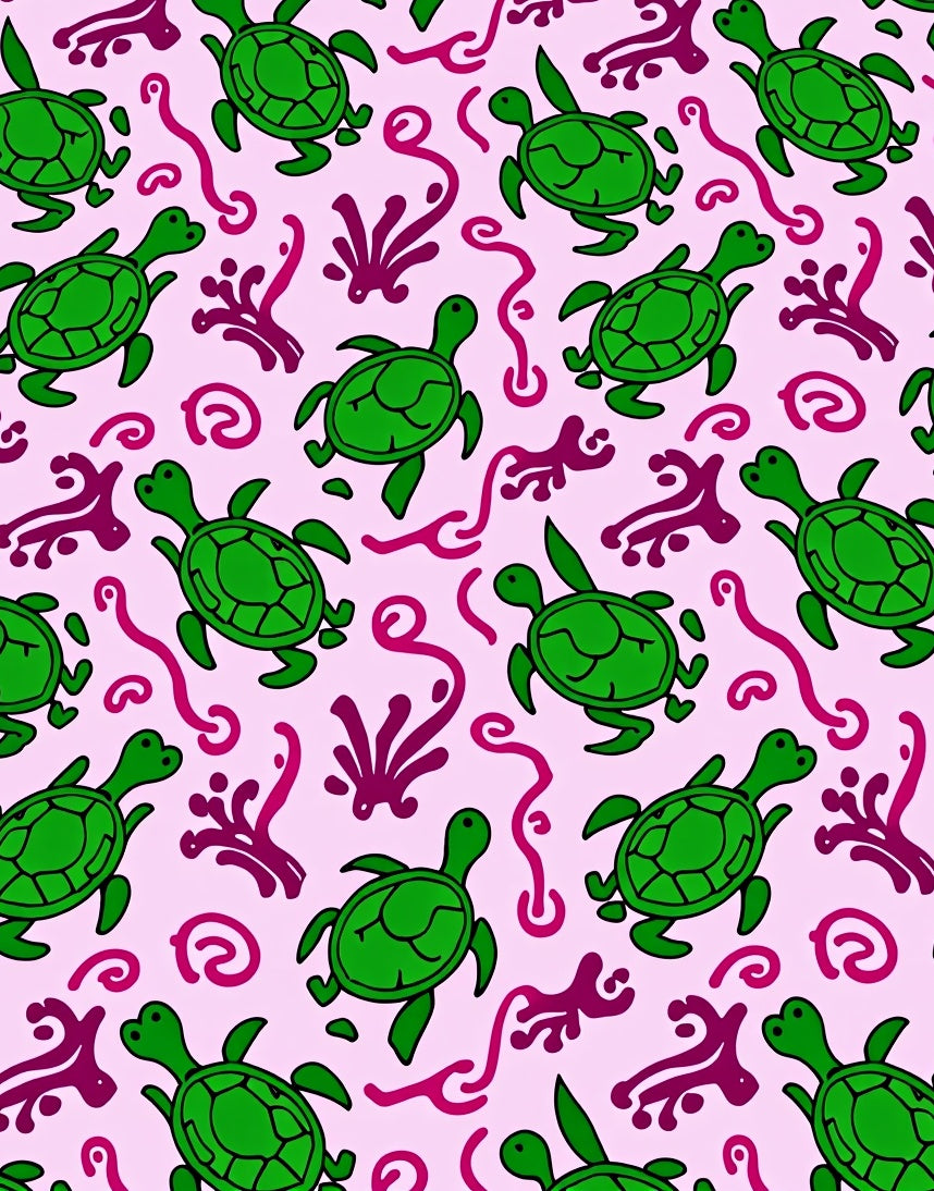 Green Sea Turtle Coral Swirl Rug