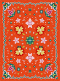 Orange Floral Burst Star Medallion Rug