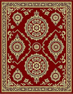 Rich Crimson and Gold Floral Medallion Rug