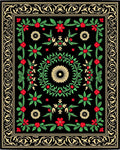 Black Floral Vines Medallion Rug