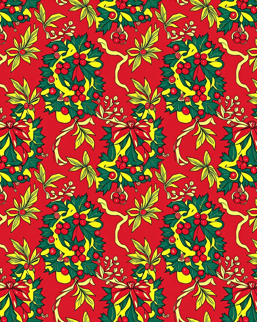 Festive Red Holly Berry Wreath Rug