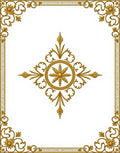 Gold Ornate Floral Medallion Border Rug