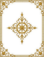 Gold Ornate Floral Medallion Border Rug