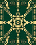 Emerald Gold Ornate Radial Medallion Rug