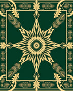 Emerald Gold Ornate Radial Medallion Rug
