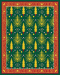 Festive Green Yellow Pine Border Rug