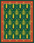 Festive Green Yellow Pine Border Rug