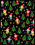 Festive Gnomes and Christmas Trees Collage Rug
