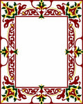 Ornate Crimson Emerald Gold Floral Frame Rug