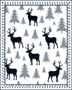 Winter Forest Deer With Pine Trees Rug