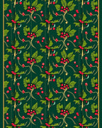 Dark Green Holly Berry Garland Rug