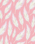 Elegant White Feather Pattern Pink Background Rug