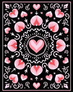 Pink Hearts Folk Art Medallion Rug