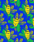 Vibrant Yellow Creatures Tropical Leaves Rug