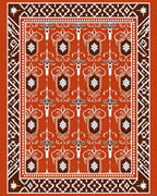 Terracotta Floral Shield Medallion Rug