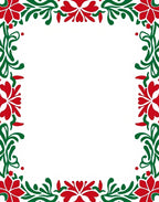 Folkloric Red Green Floral Border Rug