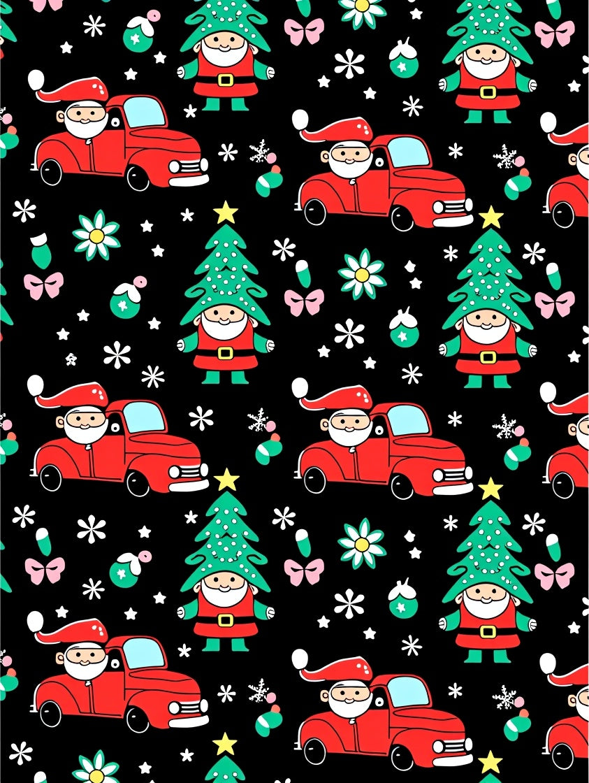 Jolly Santa Red Truck Christmas Tree Rug