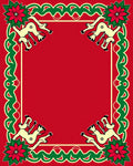 Festive Red Reindeer Poinsettia Border Rug
