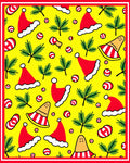 Cheerful Yellow Red Christmas Hats Garland Rug