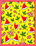 Cheerful Yellow Red Christmas Hats Garland Rug