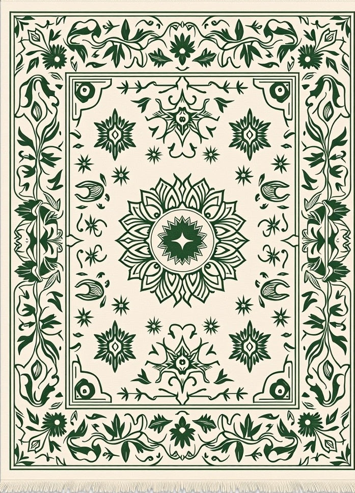 Deep Forest Bloom Mandala Tapestry Rug