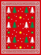 Red Christmas Tree Star Festive Border Rug