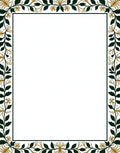 Emerald Green Golden Foliage Border Rug