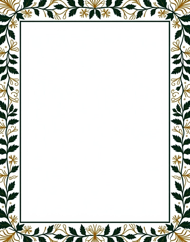 Emerald Green Golden Foliage Border Rug