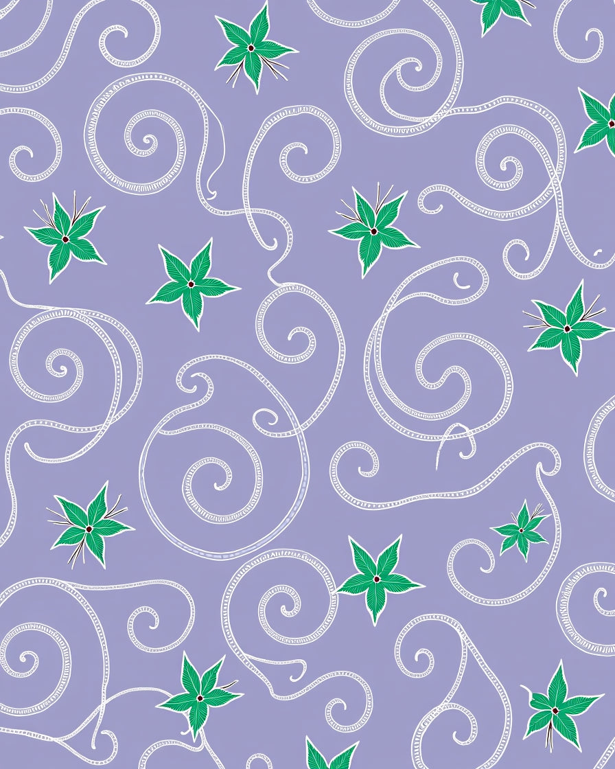 Lavender Green Floral Swirl Accent Rug