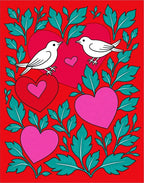 Two White Birds Amongst Hearts Rug