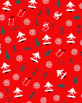 Red White Green Whimsical Folk Elements Rug