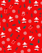 Red White Green Whimsical Folk Elements Rug