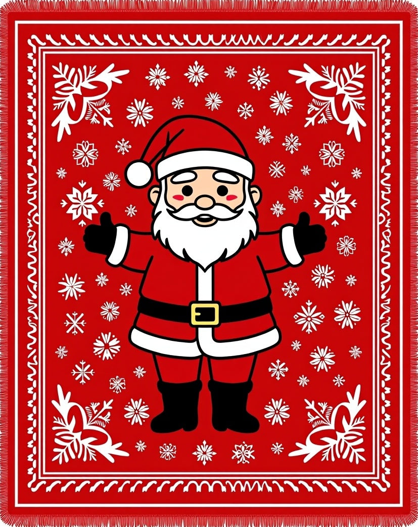 Jolly Santa Claus Snowflake Holiday Rug