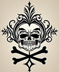 Gothic Black Skull Bone Medallion Rug