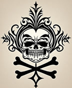 Gothic Black Skull Bone Medallion Rug