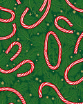Red White Candy Cane Green Pine Accent Rug