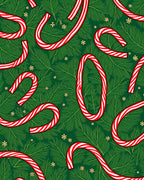 Red White Candy Cane Green Pine Accent Rug
