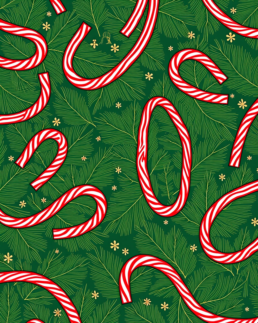 Red White Candy Cane Green Pine Accent Rug