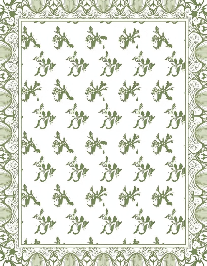 Sage Green Floral Sprig Garland Rug