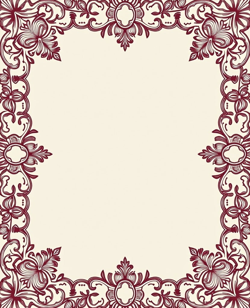 Ornate Floral Vine Border Rug