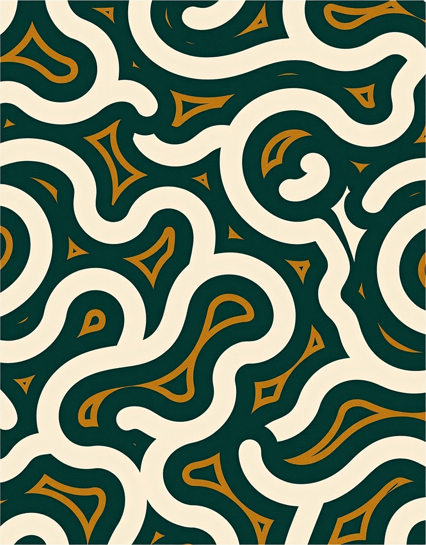 Emerald Cream Gold Swirling Abstract Rug