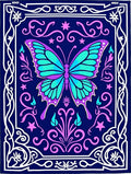 Vibrant Blue Butterfly Floral Garden Rug