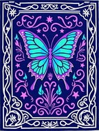 Vibrant Blue Butterfly Floral Garden Rug