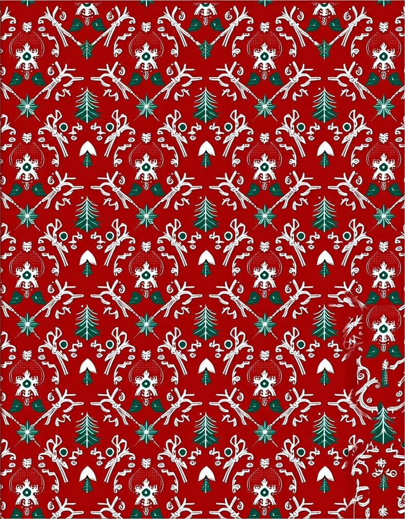 Red White Green Holiday Tree Medallion Rug