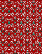 Red White Green Holiday Tree Medallion Rug