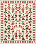 Christmas Folk Art Red Green Figures Rug