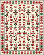 Christmas Folk Art Red Green Figures Rug