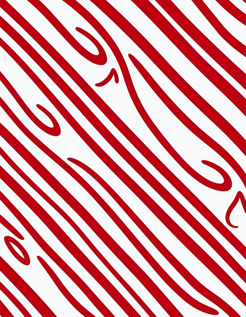 Bold Red Curved Stripes Rug